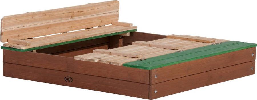 AXI Ella XL Houten Zandbak in Bruin Groen Met Zitbankjes en Deksel FSC hout 120x120x20cm Zandbak voor kinderen