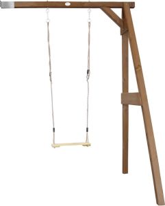 AXI Enkele Houten Aanbouwschommel in Bruin FSC hout Schommel met muurbevestiging 1 Schommelzitje en 2 grondankers Schommelset voor kinderen 10 jaar Garantie!