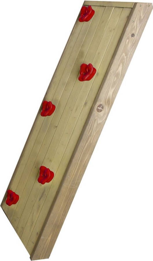 AXI Klimwand voor speelhuisje of speeltoestel Uitbreidingsset van 132cm in Blank Met Rode Klimstenen Aanbouw element van hout