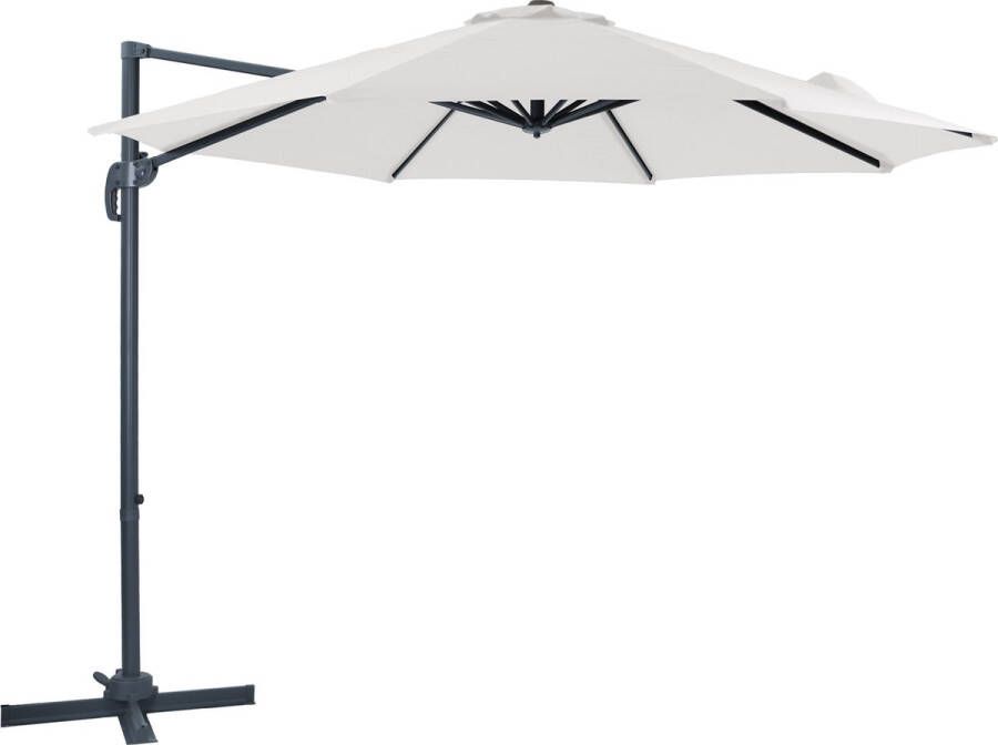 AXI Marisol Zweefparasol Ø 300cm Antraciet beige – Gepoedercoat aluminium frame met kruisvoet – 360° Draaibaar Kantelbaar – UV werend doek