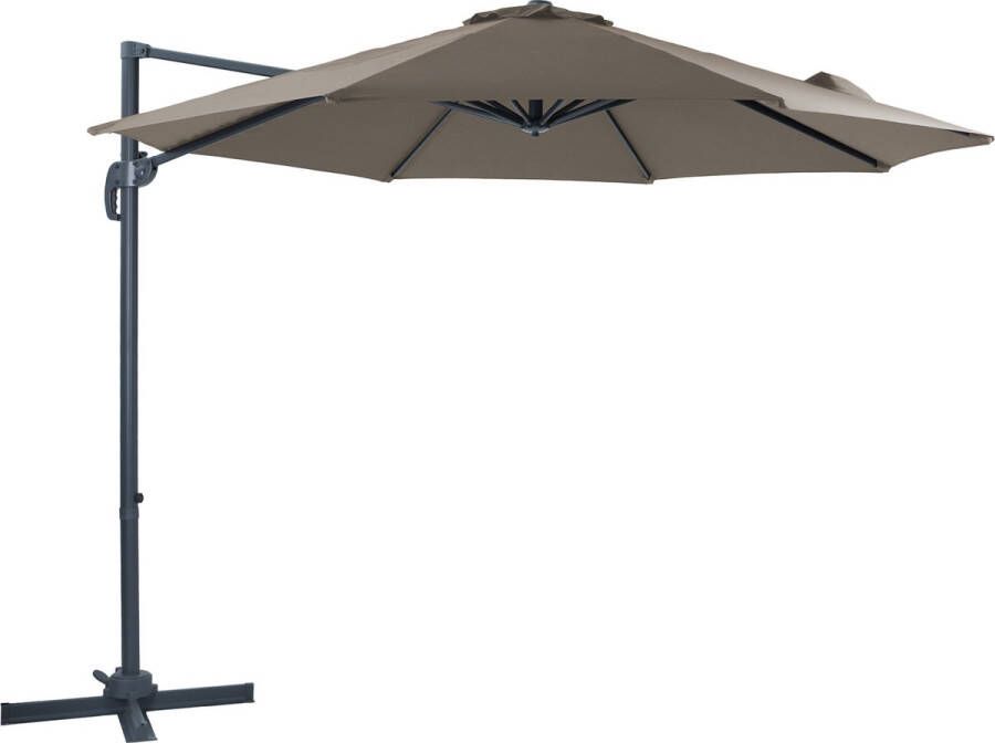 AXI Marisol Zweefparasol Ø 300cm Antraciet taupe – Gepoedercoat aluminium frame met kruisvoet – 360° Draaibaar Kantelbaar – UV werend doek