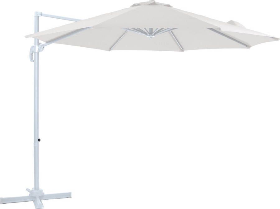 AXI Marisol Zweefparasol Ø 300cm Wit Beige – Gepoedercoat aluminium frame met kruisvoet – 360° Draaibaar Kantelbaar – UV werend doek