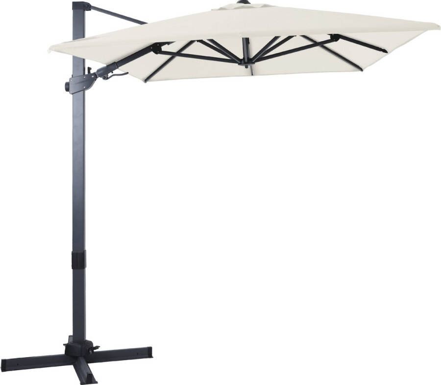 AXI Milad Premium Zweefparasol 200x300 cm Antraciet beige – Gepoedercoat aluminium frame met kruisvoet – 360° Draaibaar Kantelbaar – UV werend doek