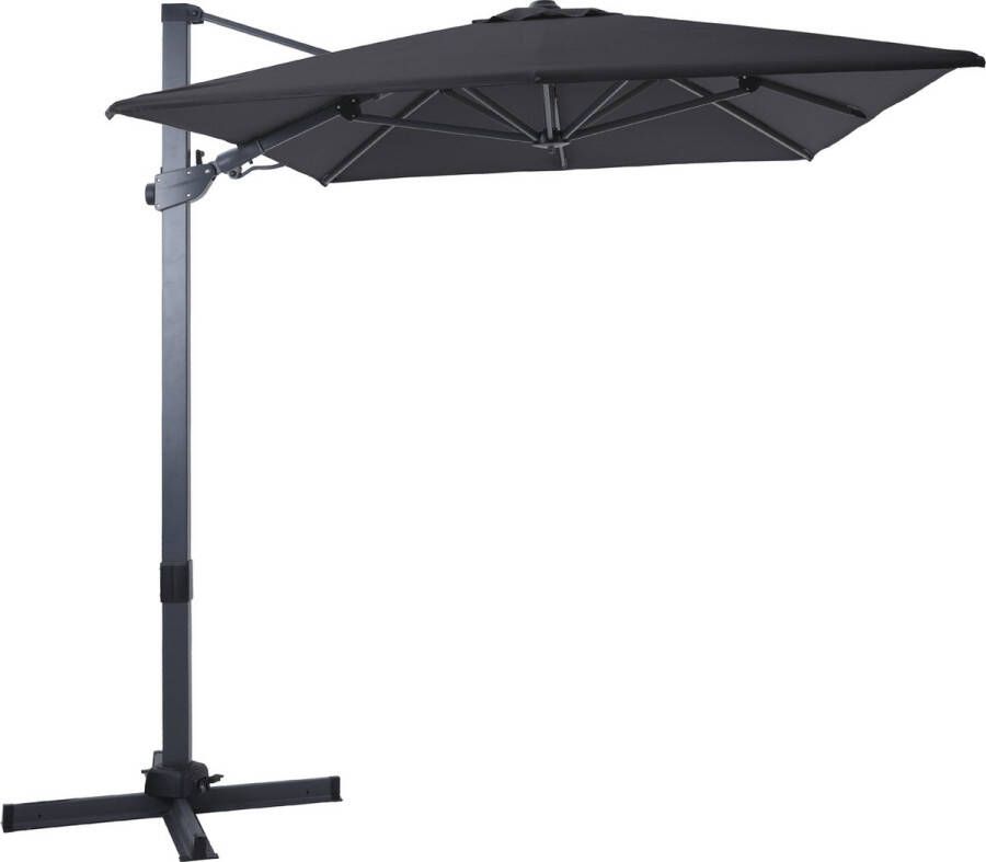 AXI Milad Premium Zweefparasol 200x300 cm Antraciet grijs – Gepoedercoat aluminium frame met kruisvoet – 360° Draaibaar Kantelbaar – UV werend doek