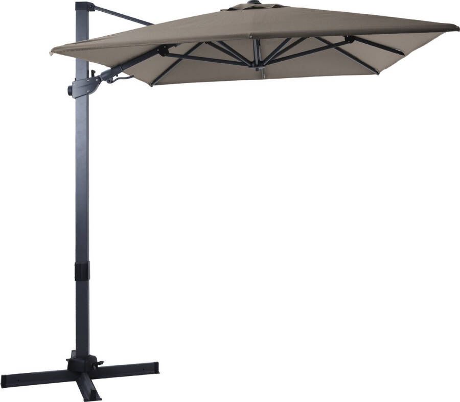 AXI Milad Premium Zweefparasol 200x300 cm Antraciet taupe – Gepoedercoat aluminium frame met kruisvoet – 360° Draaibaar Kantelbaar – UV werend doek