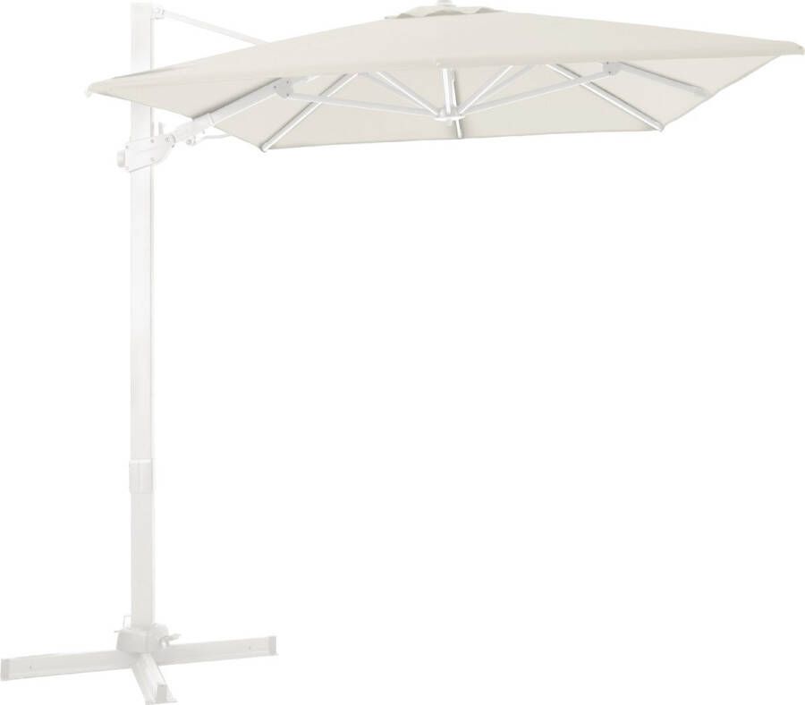 AXI Milad Premium Zweefparasol 200x300 cm Wit Beige – Gepoedercoat aluminium frame met kruisvoet – 360° Draaibaar Kantelbaar – UV werend doek