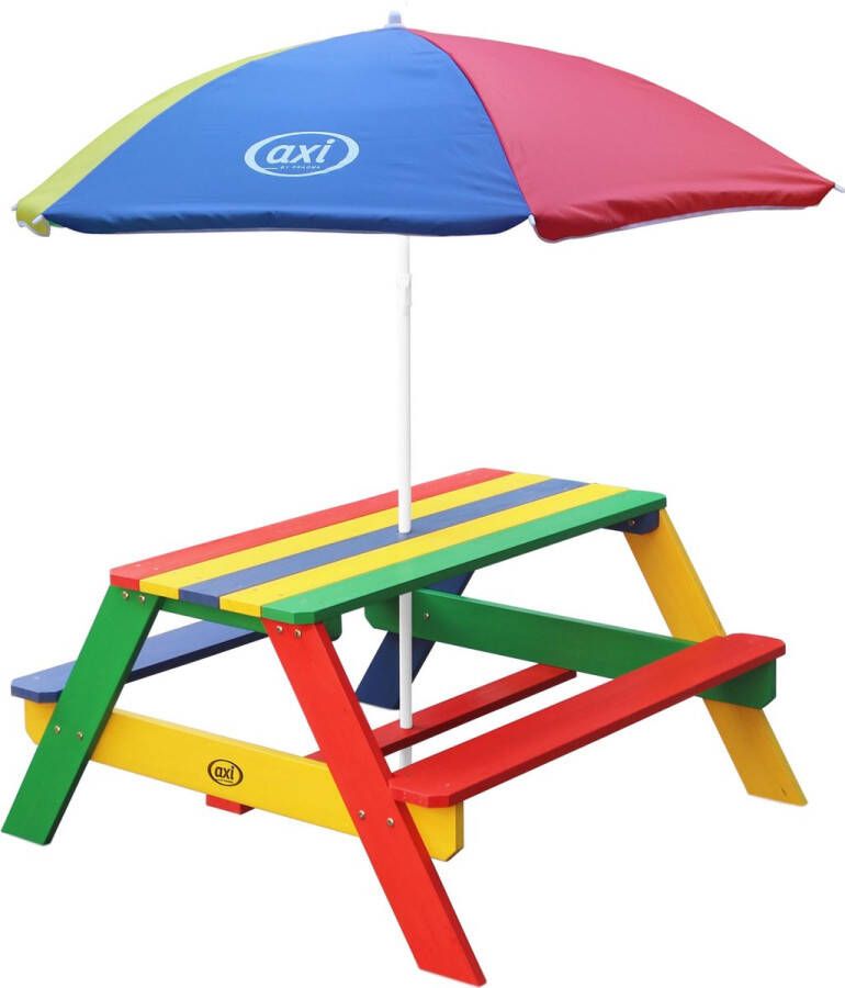AXI Nick Picknicktafel met Parasol in Regenboog kleuren Picknick tafel voor kinderen van hout