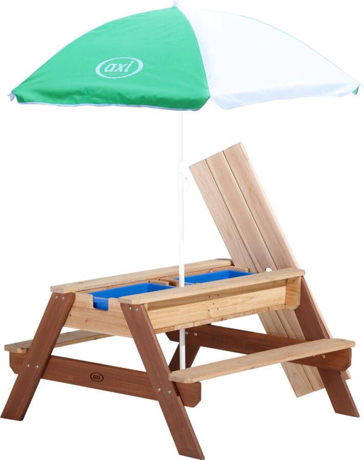 AXI Nick Zand & Water Picknicktafel (2 bankjes) met Parasol Deluxe Picknick tafel voor kinderen van hout