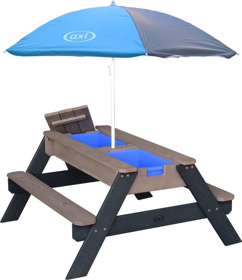 AXI Nick Zand & Water Picknicktafel in Antraciet Grijs Parasol Grijs Blauw FSC Hout Picknick tafel voor kinderen van hout