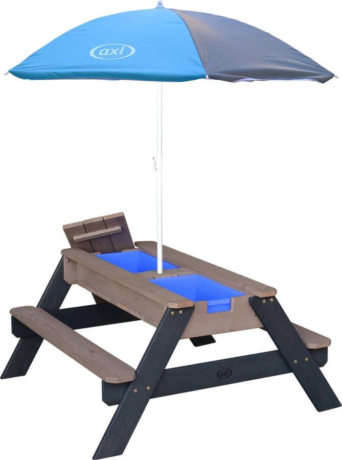 AXI Nick Zand & Water Picknicktafel in Antraciet Grijs Verstelbare Parasol FSC Hout Picknick tafel voor kinderen van hout