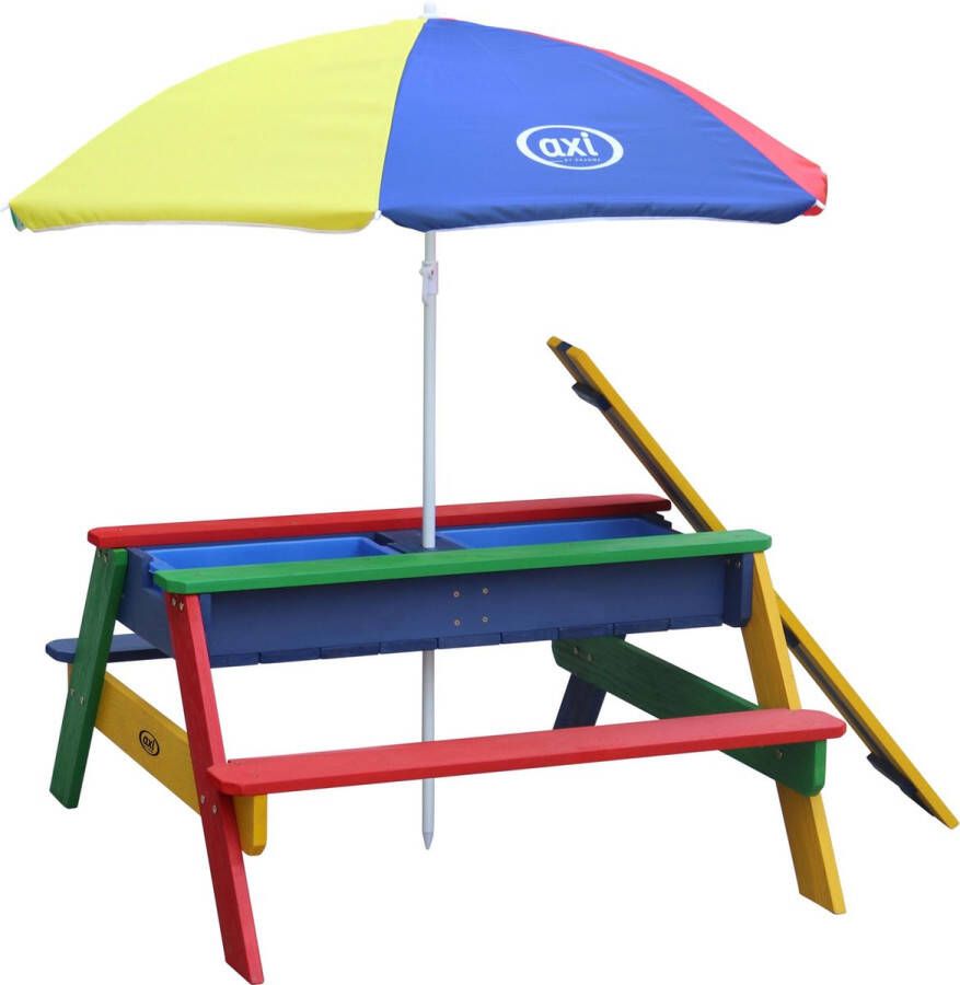 AXI Nick Zand & Water Picknicktafel in Regenboog kleuren Incl. hoogte verst. Parasol FSC hout Picknick tafel voor kinderen van hout