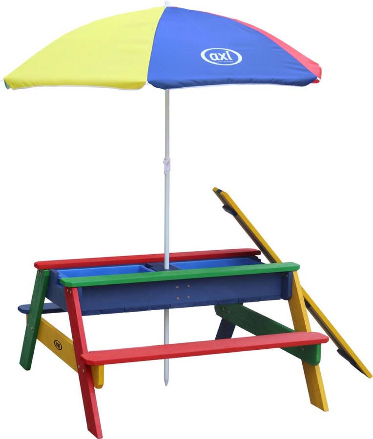 AXI Nick Zand & Water Picknicktafel in Regenboog kleuren Verstelbare Parasol FSC hout Picknick tafel voor kinderen van hout