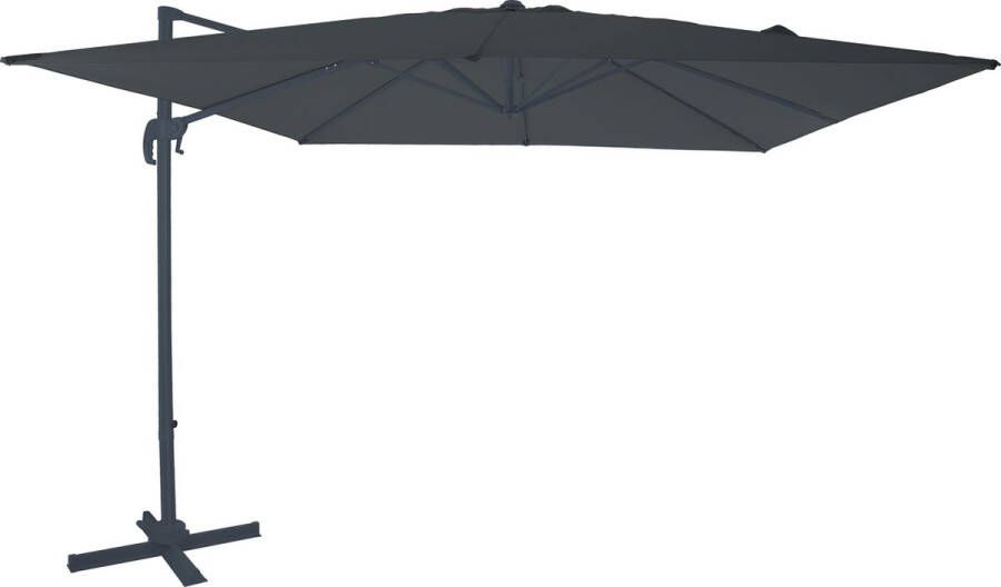 AXI Nima Zweefparasol 300x300 cm Antraciet grijs – Gepoedercoat aluminium frame met kruisvoet – 360° Draaibaar Kantelbaar – UV werend doek