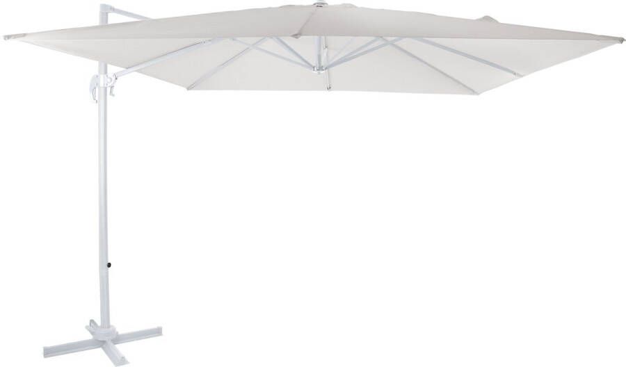 AXI Nima Zweefparasol 300x300 cm Wit Beige – Gepoedercoat aluminium frame met kruisvoet – 360° Draaibaar Kantelbaar – UV werend doek