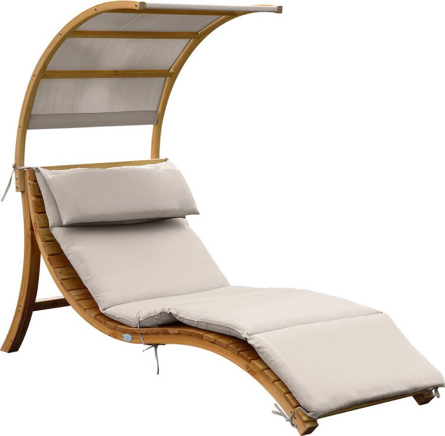 AXI Salina ligstoel met zonnescherm Beige FSC houten frame max. 200 kg