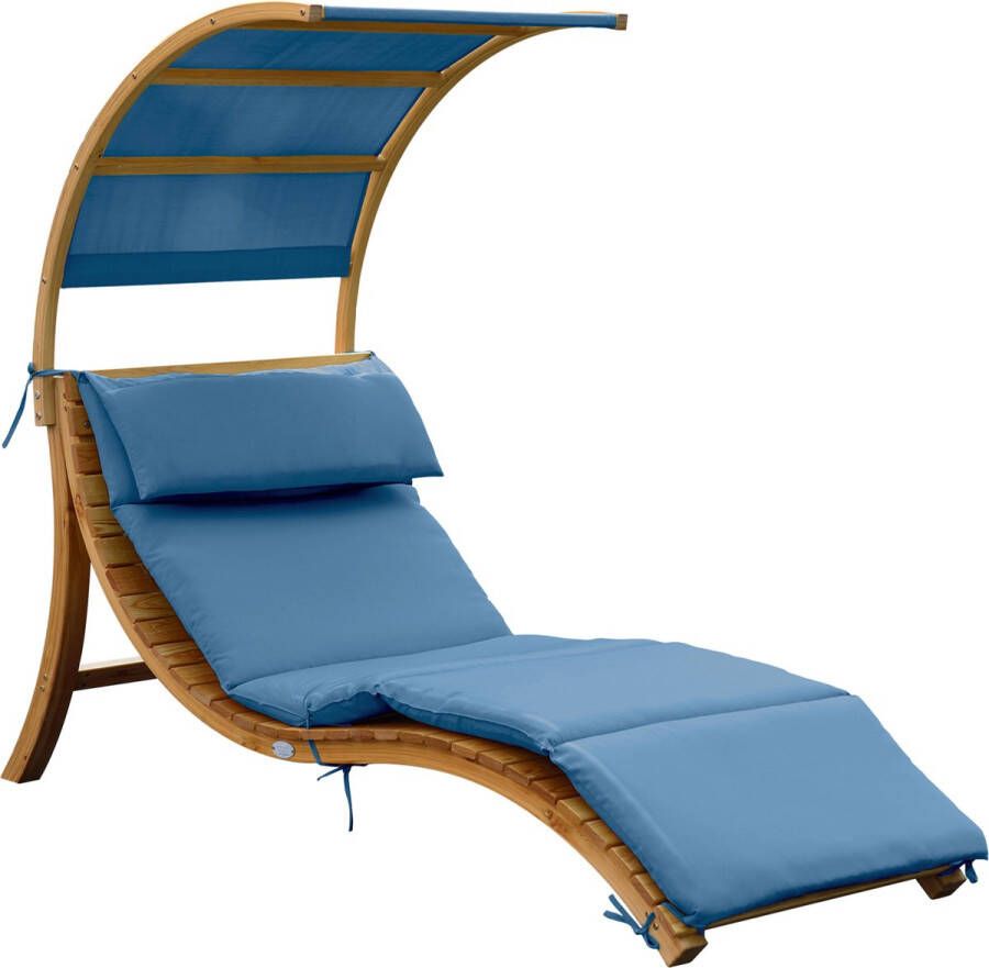 AXI Salina ligstoel met zonnescherm Blauw FSC houten frame max. 200 kg