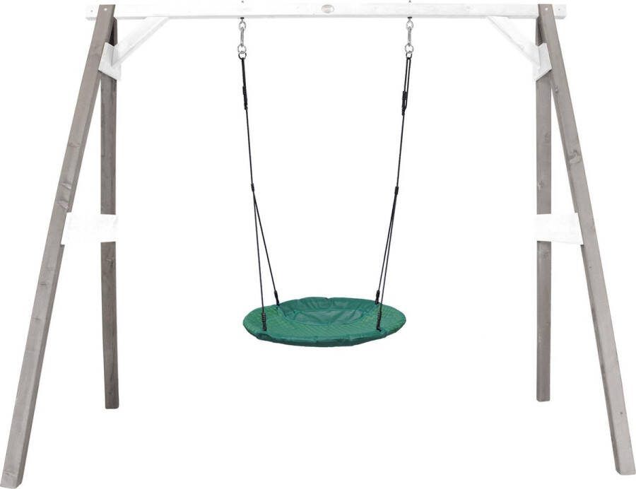 AXI Summer Nestschommel in Grijs Wit FSC hout Vrijstaande Schommelset van hout met 1 nest schommel en 4 grondankers Schommelset voor kinderen 10 jaar Garantie!