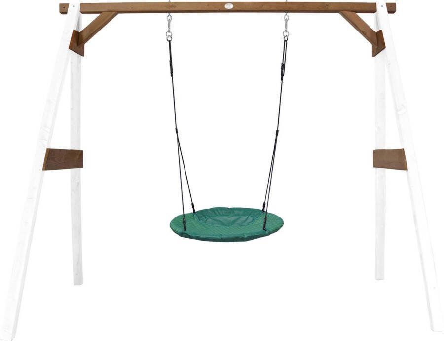 AXI Summer Nestschommel in Wit Bruin FSC hout Vrijstaande Schommelset van hout met 1 nest schommel en 4 grondankers Schommelset voor kinderen 10 jaar Garantie!