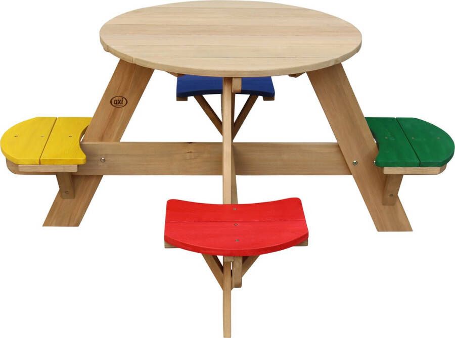 AXI UFO Picknicktafel Rond Regenboog FSC Hout 120 x 120 x 56 cm