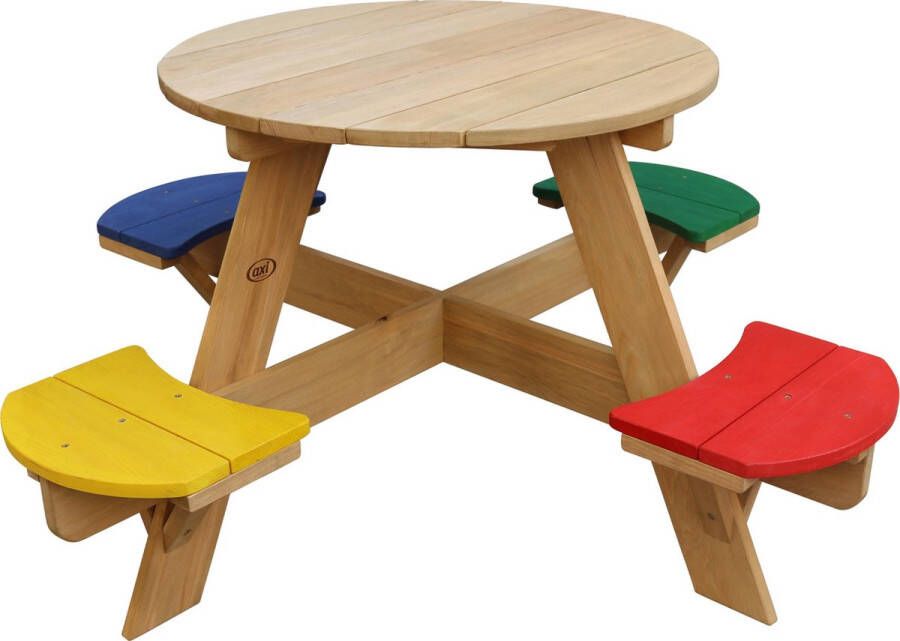 AXI Ufo Picknicktafel Rond voor 4 kinderen in Regenboog kleuren Picknick tafel van hout 120x120x56cm