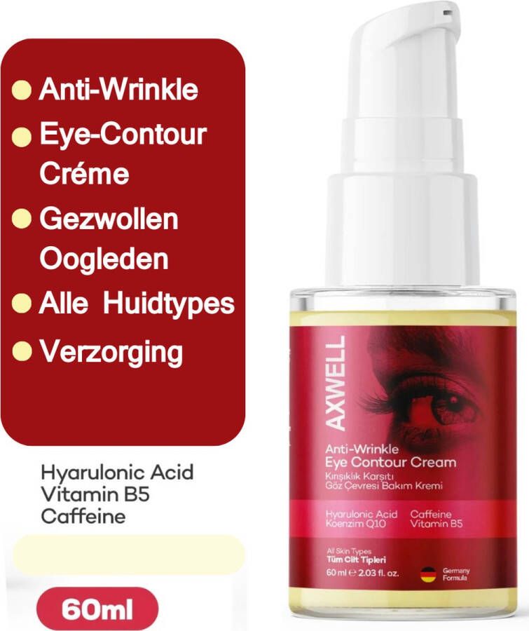 Axwell Huidverzorging rond de ogen 60ml Q10 Anti-wrinkle Gezwollen oogleden Vitamine B5 Crème voor oog Oogcrème Alle huidtypes