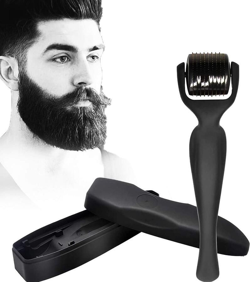 Ayangoods Baardgroei Roller Set met Microneedling Technologie Dermaroller voor Effectieve Baardverzorging Huidstimulatie voor Dikkere Baardgroei Draagbaar en Compact Design Baardverzorgingsroller voor Mannen