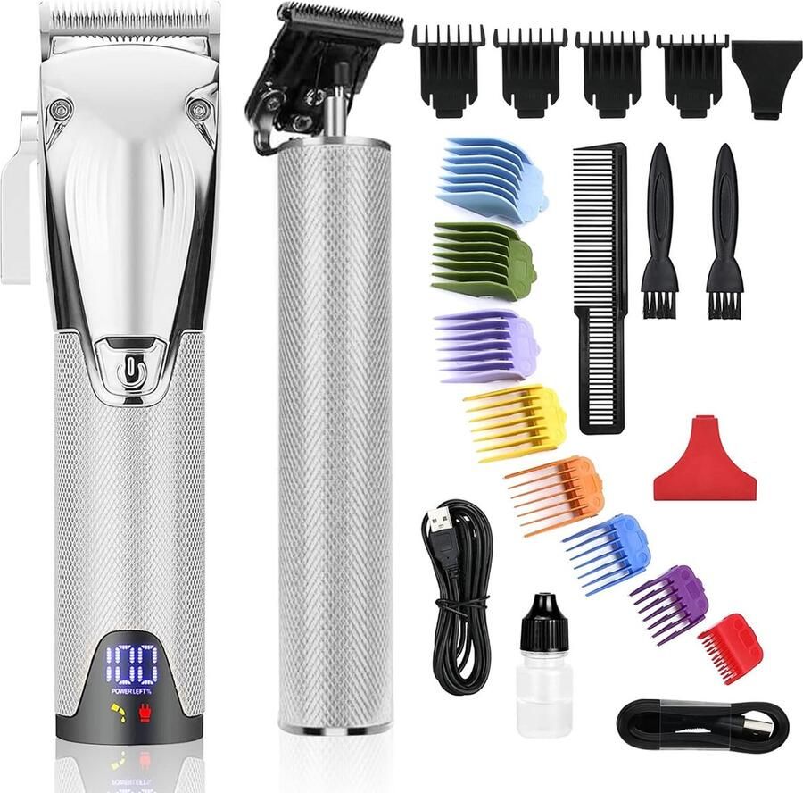 Ayangoods Haartrimmer voor Mannen Professionele Draadloze Tondeuse met Roestvrijstalen Mes Oplaadbaar en Duurzaam Verstelbare Snijlengtes Compact Design Geschikt voor Kinderen en Gezinnen