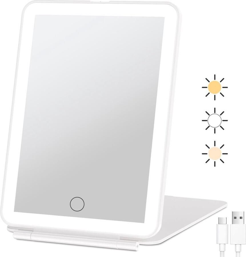 Ayangoods Make-upspiegel met Touchscreen Bediening LED Verlichting Verstelbare Standaard Cosmetische Tafelspiegel Professionele Make-up Spiegel 72 lampen
