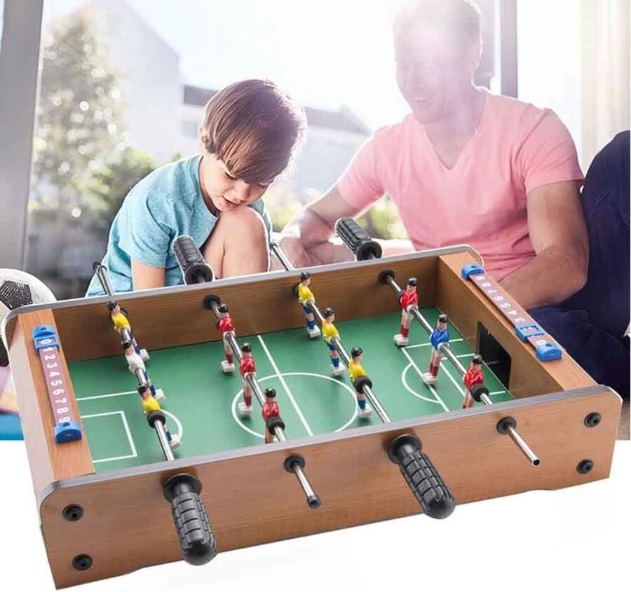 Ayangoods Mini Voetbaltafel Tafelvoetbalspel voor Kinderen en Volwassenen Compact en Stevig Educatief Speelgoed Eenvoudig te Monteren Inclusief Voetballen Perfect voor Familieplezier