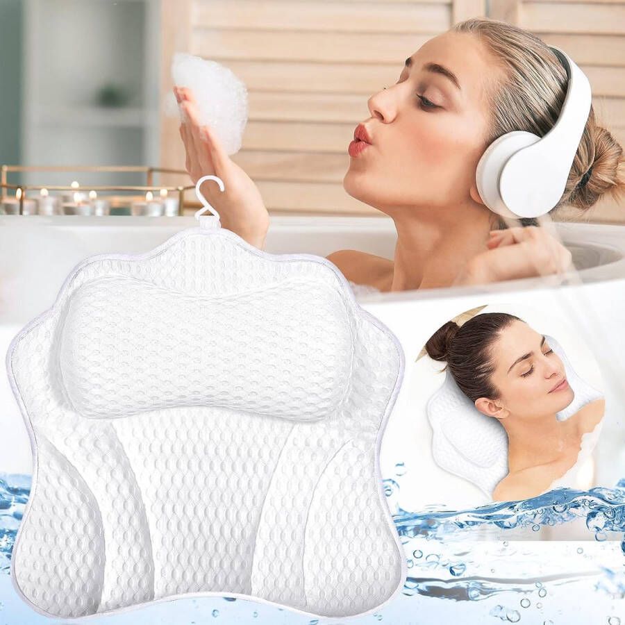 Ayangoods Badkussen Nekkussen Bad Hoofdsteun Bad Comfortabel Baden Ontspanningskussen voor Bad Waterdicht en Duurzaam