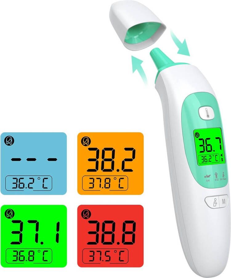 Ayangoods Digitale Voorhoofdthermometer Infrarood Non-Contact Temperatuurmeting Snel en Betrouwbaar Geschikt voor Baby's Kinderen en Volwassenen LCD-Display Koortsindicator