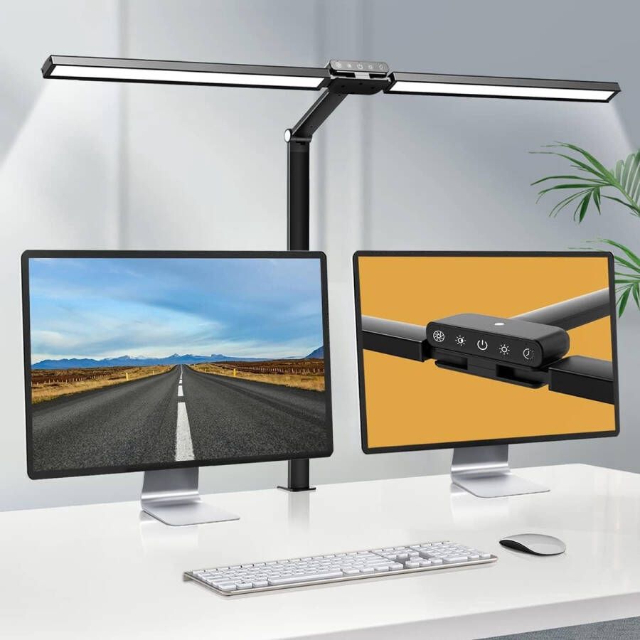 Ayangoods Dimbare LED Bureaulamp met Flexibele Arm Klembaar Ontwerp Verstelbare Helderheid Moderne Verlichting voor Werkplekken Oogvriendelijke Monitorlamp Ruimtebesparende Architecturale Lamp