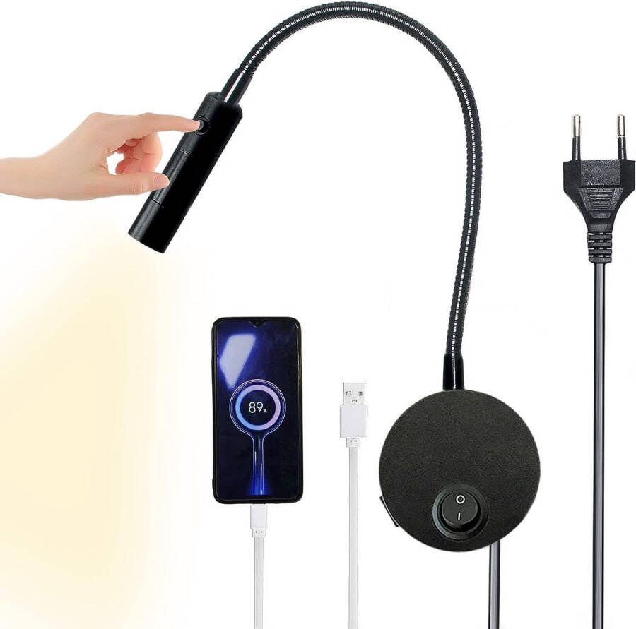 Ayangoods Dimbare Leeslamp met Flexibele Gooseneck Verstelbare Helderheid Stijlvolle Bedlamp voor Nachtelijk Lezen en Studeren