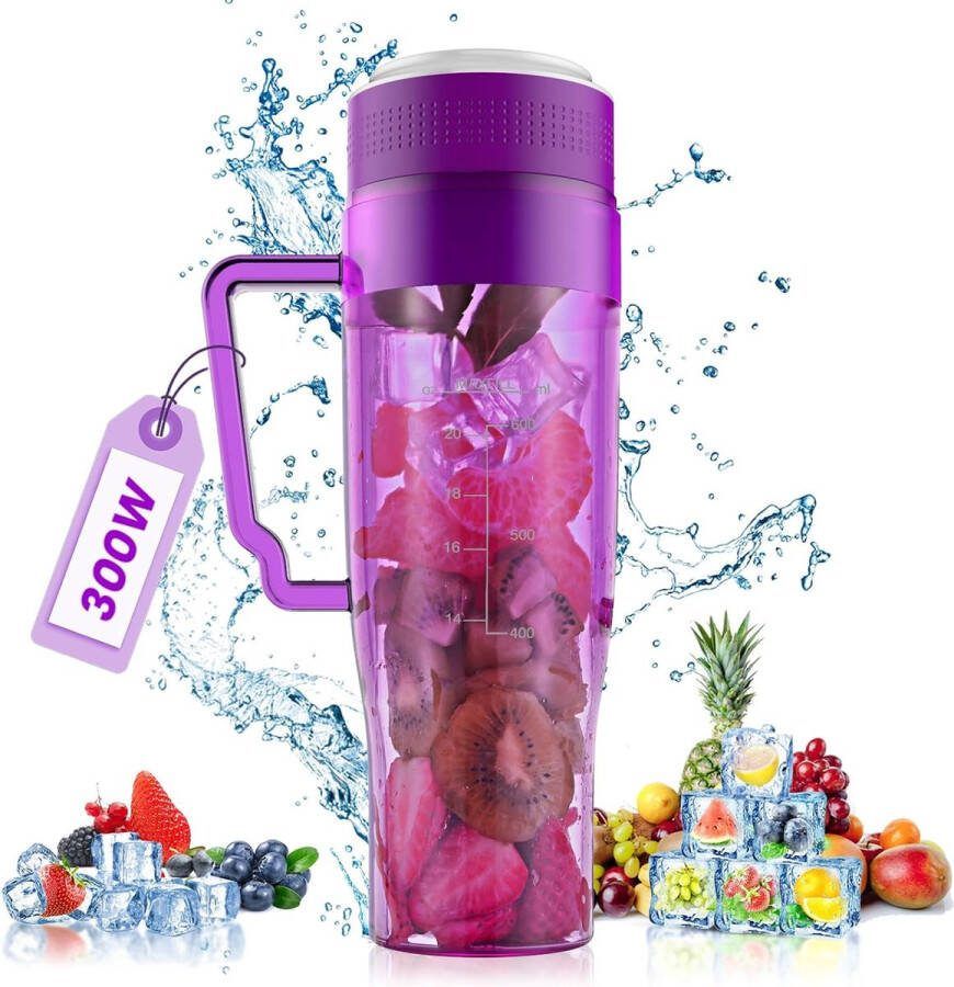 Ayangoods Draagbare USB-oplaadbare Blender met Rietdeksel Gezonde Smoothies overal Compact Design Makkelijk te Gebruiken
