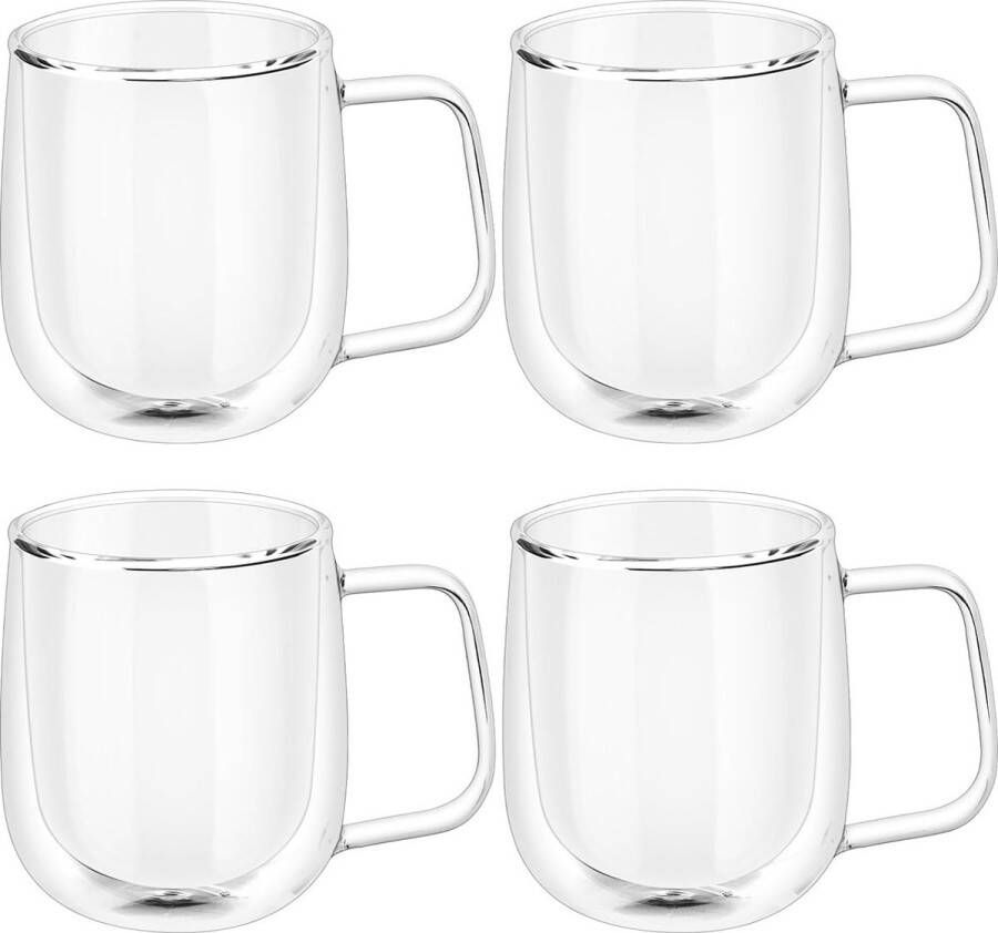 Ayangoods Dubbelwandige Koffiekopjes van Borosilicaatglas Cappuccino Kopjes Set Thermische Isolatie Vaatwasser- en Magnetronbestendig 250 ml Transparant Glas