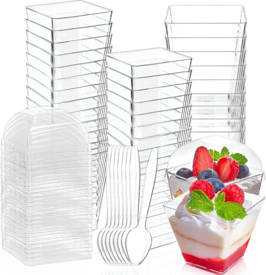 Ayangoods Herbruikbare Plastic Dessertlepels Set van 100 Elegante Lepels voor IJs Mousse Pudding Hoogwaardig en Duurzaam Vaatwasserbestendig