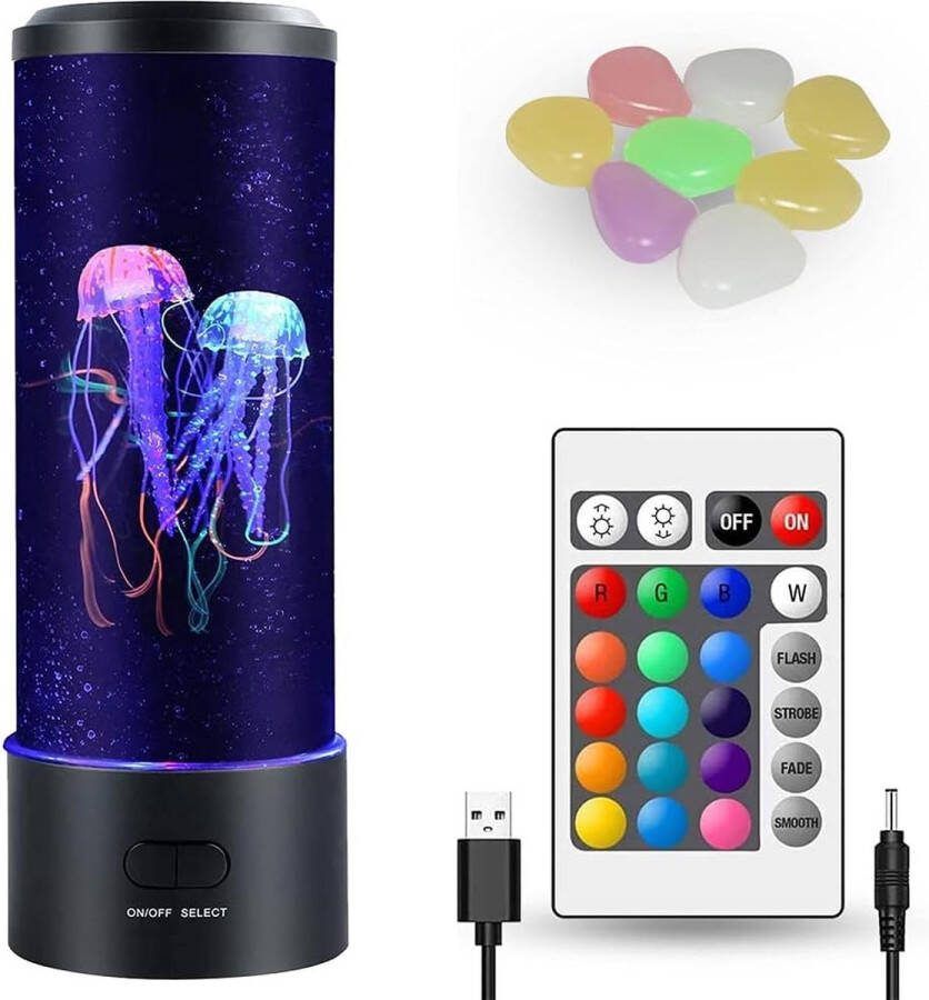 Ayangoods LED Kwallen Aquarium Lamp Realistische Zwemmende Jellyfish Simulatie Meerkleurige LED-verlichting Elektrisch Kleurverandering Decoratieve Kunstlamp voor Ontspanning en Sfeer Geschikt voor Kinderen en Volwassenen