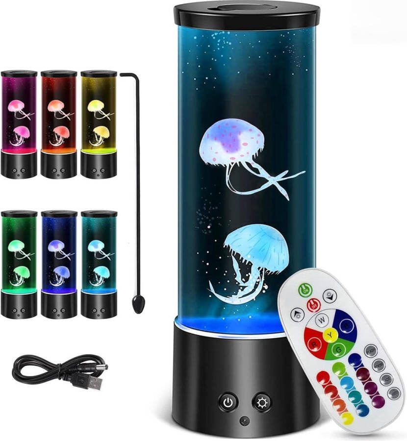 Ayangoods LED Kwallen Aquarium Lamp Realistische Zwemmende Jellyfish Simulatie Meerkleurige LED-verlichting Batterij-aangedreven met Afstandsbediening Decoratieve Kunstlamp voor Kinderen en Volwassenen