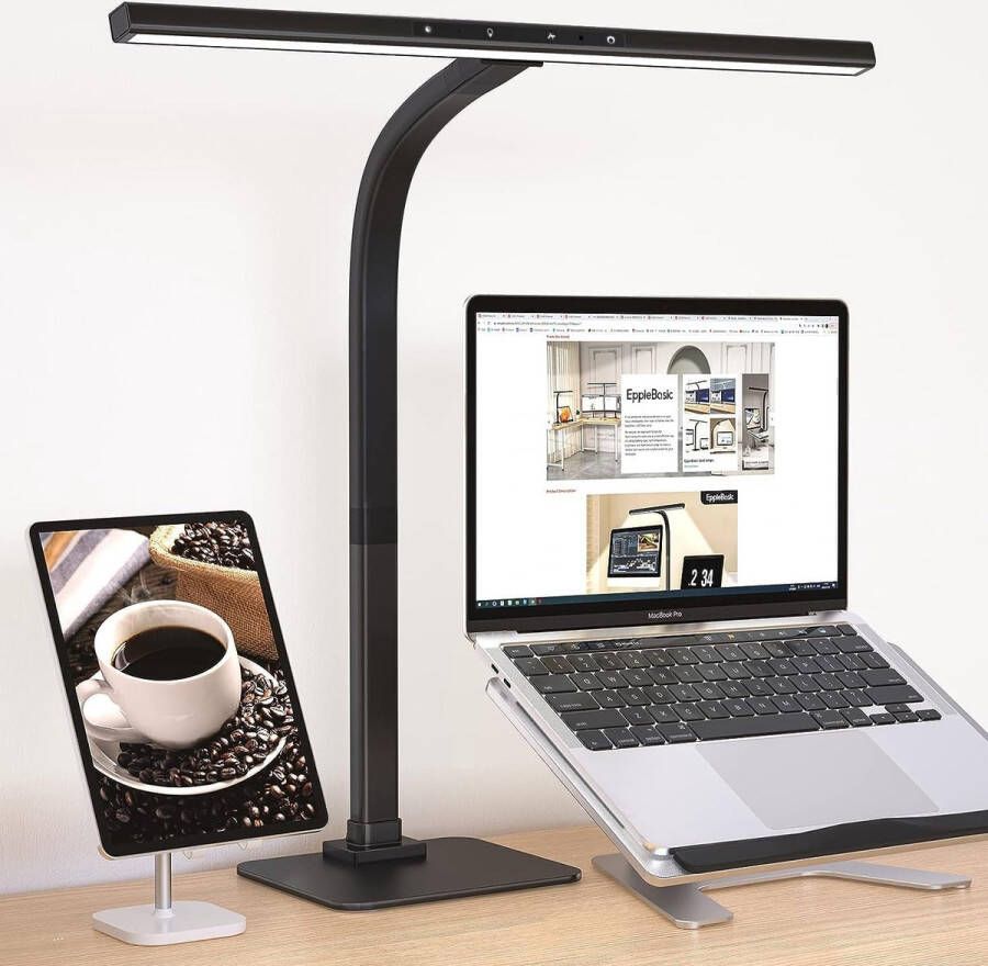 Ayangoods Monitor Lamp Dimbare LED Bureaulamp Verstelbare Gooseneck Dimfunctie Moderne Werkbankverlichting