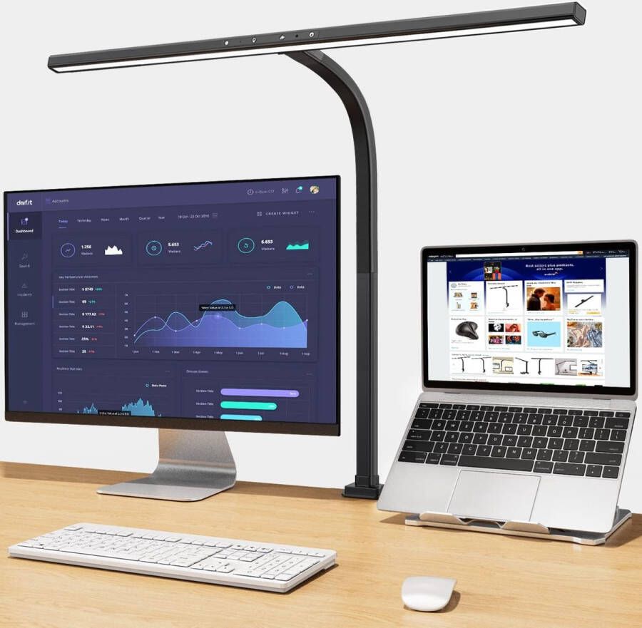 Ayangoods Monitor Lamp Klembare Architectuur Lamp voor Werkbank Verstelbare Helderheid en Kleurtemperatuur Bescherming voor de Ogen Automatische Uitschakeling Ruimtebesparend Ontwerp Eenvoudige Klemmontage