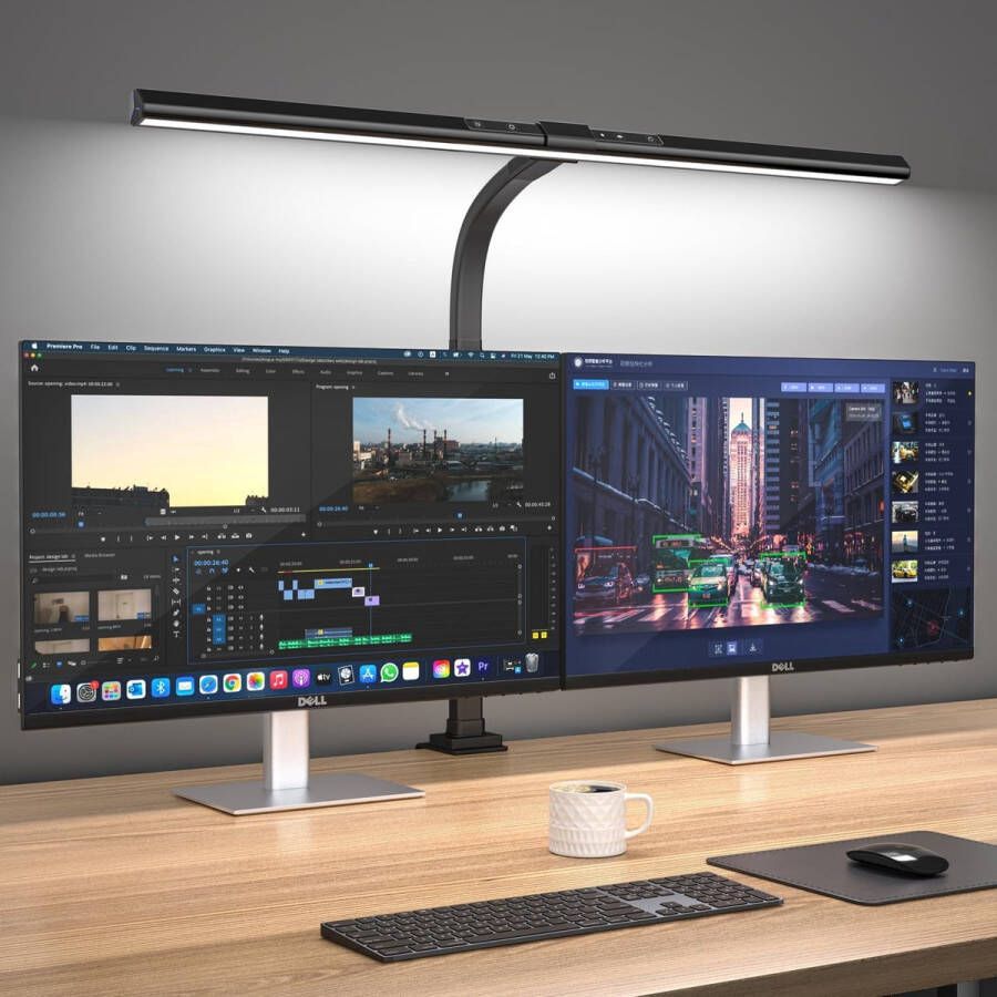 Ayangoods Monitor Lamp Klembare Monitorlamp met Oogbescherming Verstelbare Helderheid en Kleurtemperatuur Flexibele Zwanenhals USB Stroom Ideaal voor Werkbank Bureau en Architectentafel
