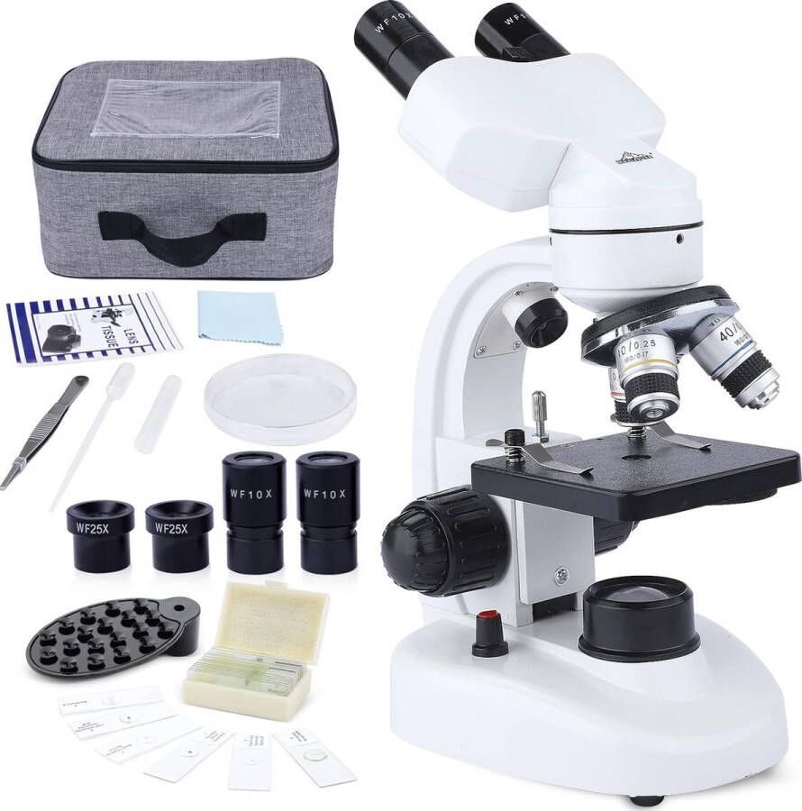 Ayangoods Monoculaire Microscoop met LED-verlichting en Telefoonadapter Hoge Vergroting Geschikt voor Laboratorium- en Hobbytoepassingen Compleet Microscoopset met Telefoonhouder