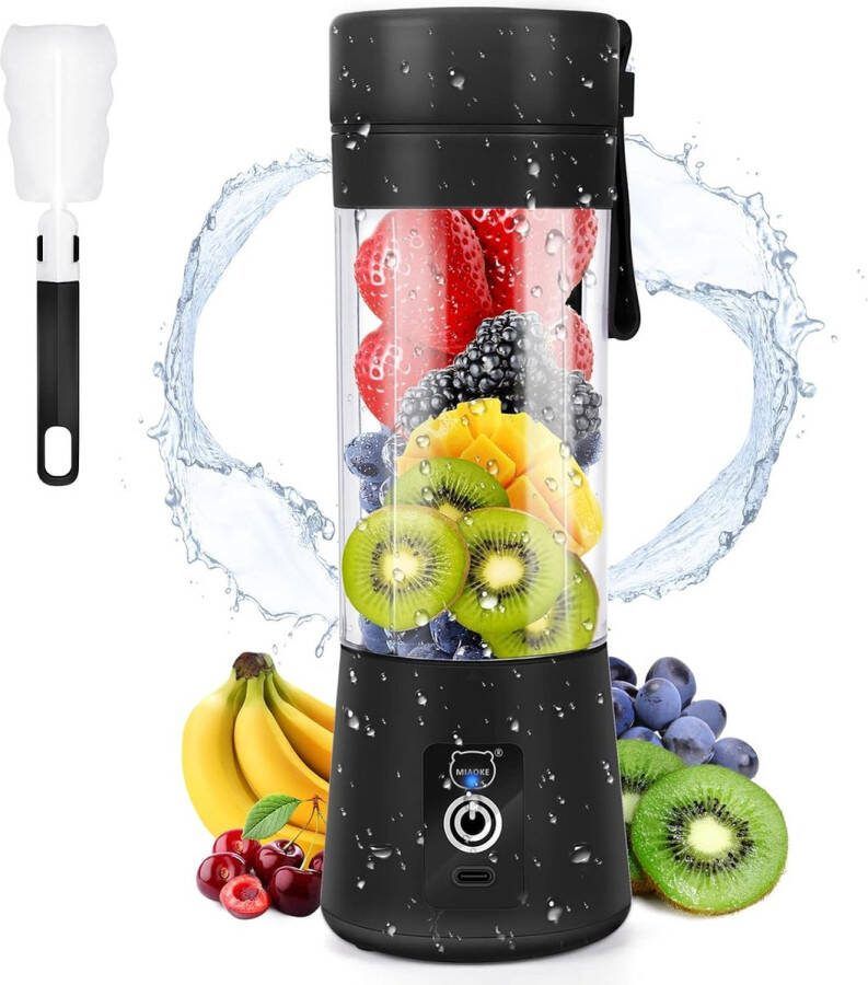Ayangoods Portable Mixer met Zes 3D Blades USB Oplaadbaar Persoonlijke Mini Sap Mixer Juicer voor Thuis Kantoor Buiten Zwart
