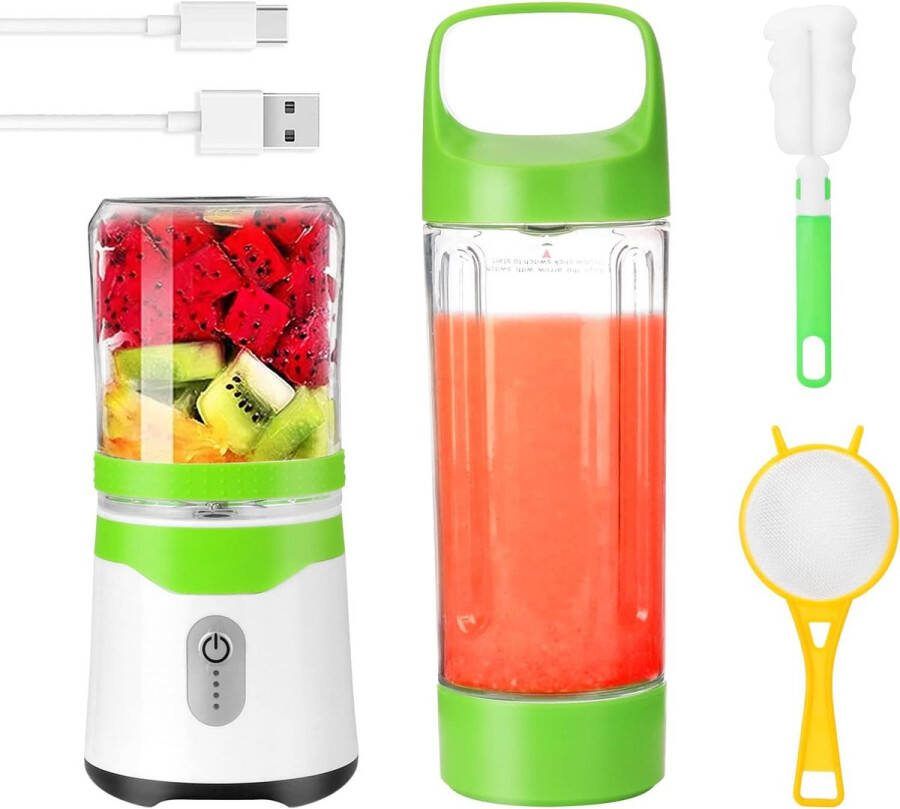Ayangoods Reissportflessen Oplaadbare Mini Blender Persoonlijke Draagbare Mixer Draagbare Sapmixer USB Oplaadbaar Compact en Krachtig Ideaal voor Onderweg