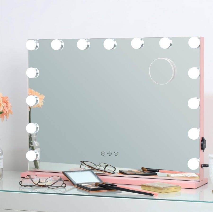 Ayangoods Verlichte Ijdelheidsspiegel met Instelbare Helderheid Hollywood Stijl Make-upspiegel voor Make-uptafel Elegante Verlichting voor Precieze Make-up Gemakkelijk te Monteren