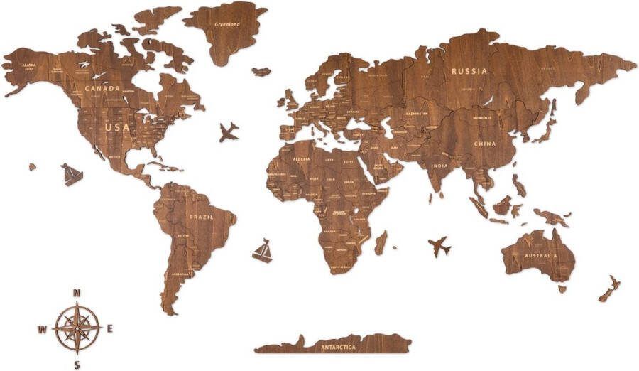 Ayangoods Wereldkaart Wanddecoratie voor een Wereldse Sfeer in de Slaapkamer Houten Wereldkaart met Uniek Ontwerp 150x85 cm Decoratieve Muurkaart voor Woonkamer Kantoor Slaapkamer