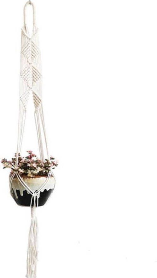 AYME Macramé Plantenhanger Wit Voor binnen en buiten Hangende Planten 100cm