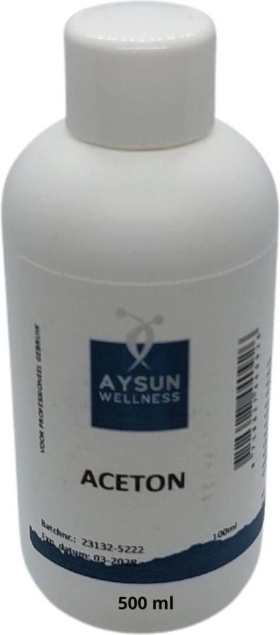 Aysun-Wellness Aceton 500 ml Aysun voor een vlotte Verwijdering van Nagellak Gellak Gelpolish Acrylgel Polygel Manicure Pedicure Kleefresten