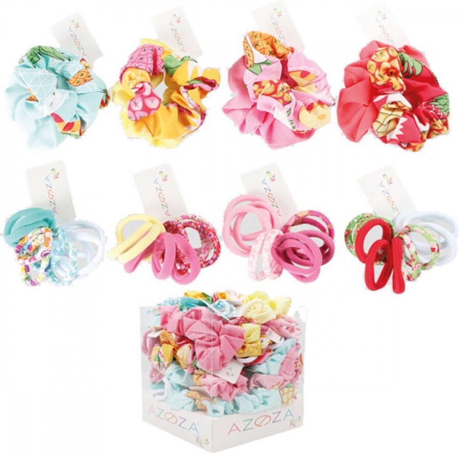 Azoza Haar scrunchies 2 x met Bijpassende Haarelastieken 10 x Kleur Mint Print Meisjes Kado Tip !!