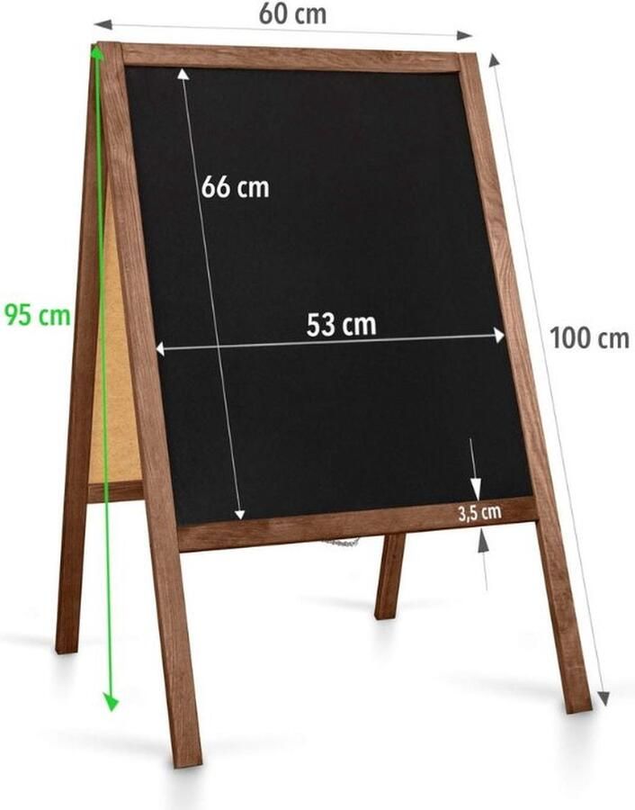 B-Base Krijtstoepbord 60x100cm Klassiek Hout stoepbord dubbelzijdig Krijtbord – Stoepbord – Krijtbord buiten – Krijtbord horeca